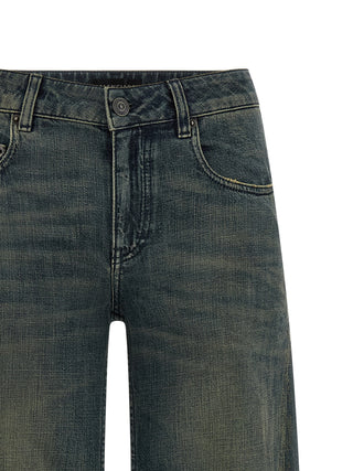 Blue Cotton Flared Jeans