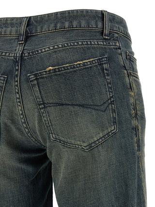 Blue Cotton Flared Jeans