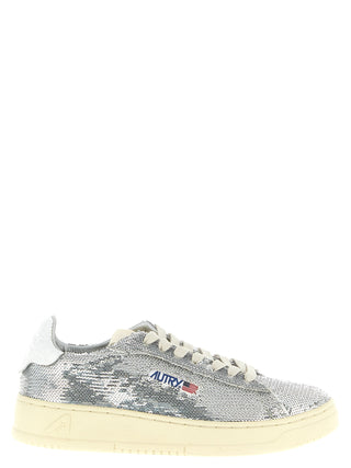 Zapatillas bajas de poliéster plateadas