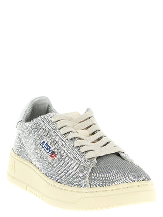 Zapatillas bajas de poliéster plateadas