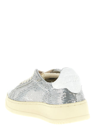Zapatillas bajas de poliéster plateadas