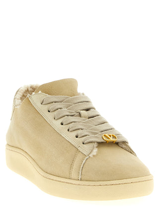 Zapatillas bajas de piel de cabra beige