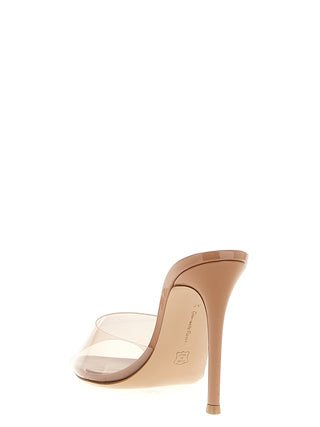 Beige Plastic Stiletto Heel Sandals