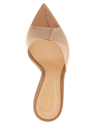 Beige Plastic Stiletto Heel Sandals