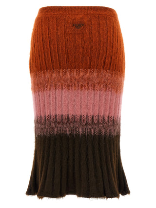 Multicolor Wool Midi Skirt