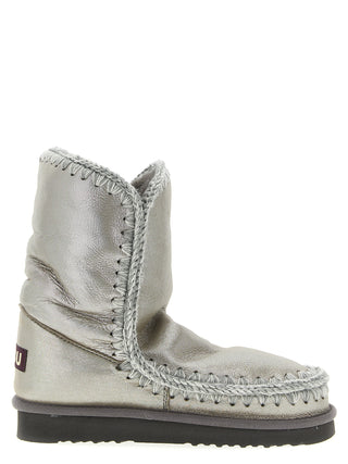 Silver Lambskin Ankle Boots