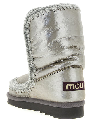 Silver Lambskin Ankle Boots