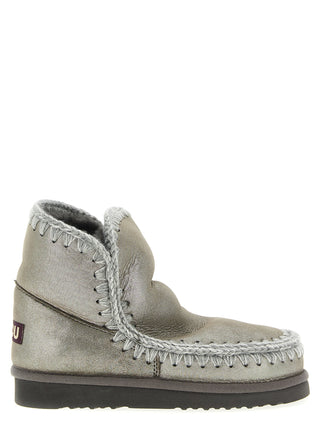 Silver Lambskin Ankle Boots