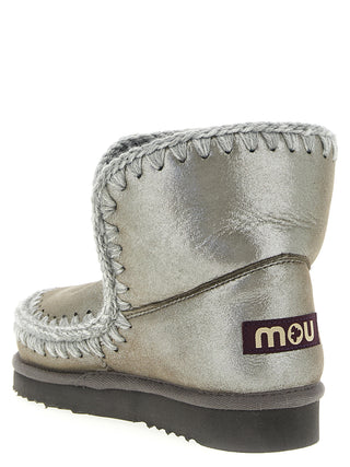 Silver Lambskin Ankle Boots
