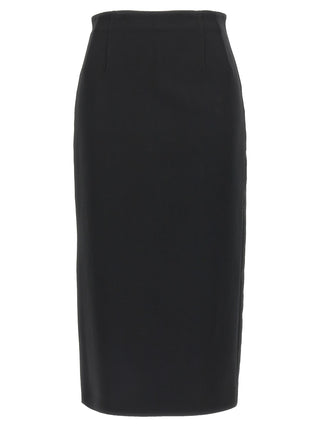 Falda midi de viscosa negra