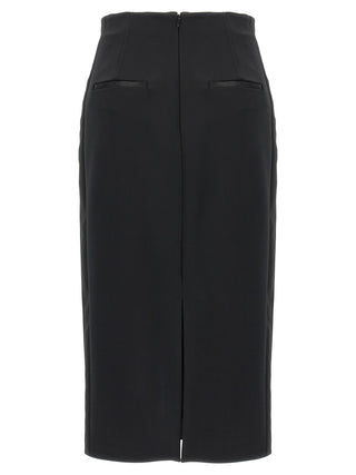 Falda midi de viscosa negra