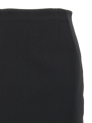 Falda midi de viscosa negra