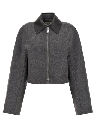 Gray Virgin Wool Full-Length Jacket