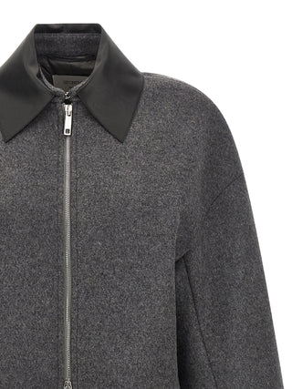 Gray Virgin Wool Full-Length Jacket