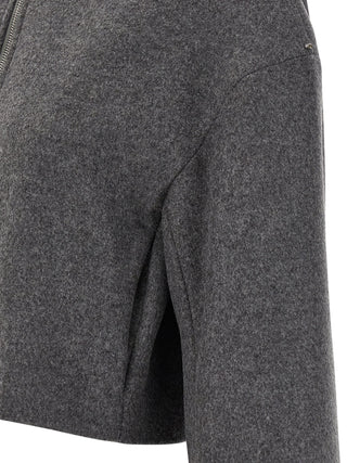 Gray Virgin Wool Full-Length Jacket
