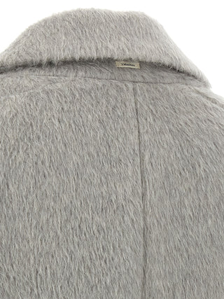 Gray Alpaca Leather Coat