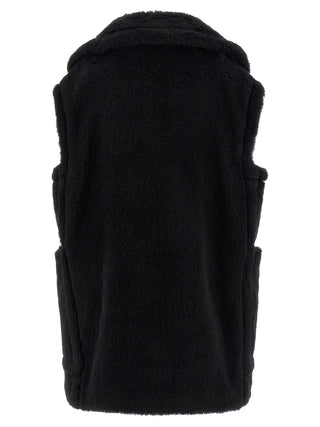 Black Alpaca Leather Sleeveless Jacket
