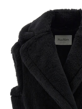 Black Alpaca Leather Sleeveless Jacket