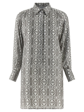 Vestido corto de seda gris
