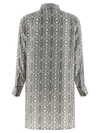 Vestido corto de seda gris