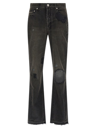 Black Cotton Flared Jeans