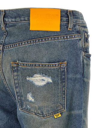 Blue Cotton Flared Jeans