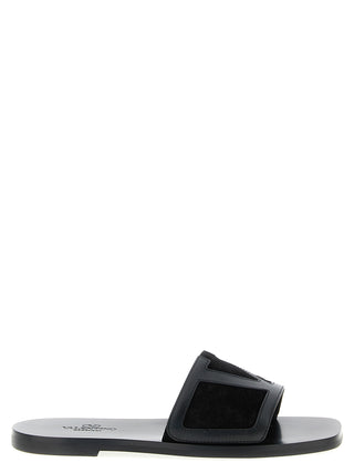 Black Calfskin Slides