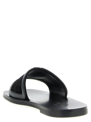 Black Calfskin Slides