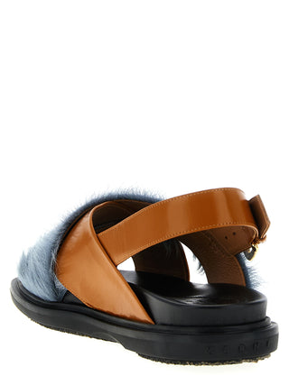 Sandalias planas multicolor de cuero de cordero