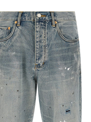 Blue Cotton Straight-Leg Jeans