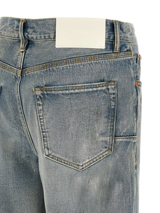 Blue Cotton Straight-Leg Jeans
