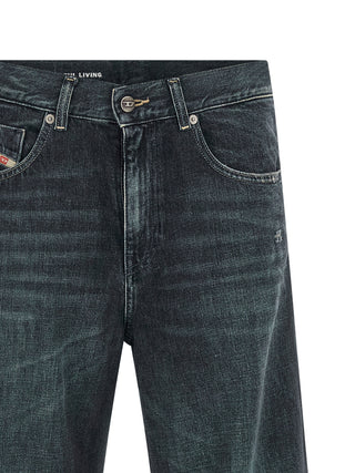 Blue Cotton Flared Jeans