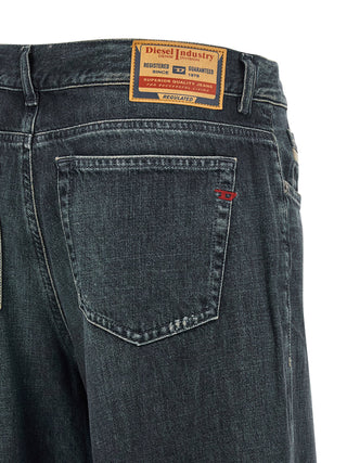 Blue Cotton Flared Jeans