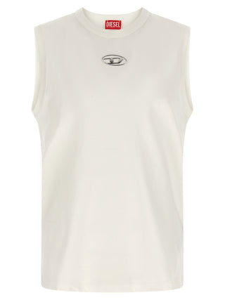 White Cotton Sleeveles T-Shirt