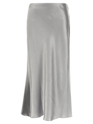 Gray Polyester Midi Skirt