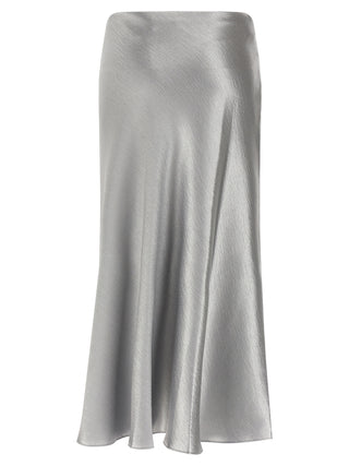 Gray Polyester Midi Skirt
