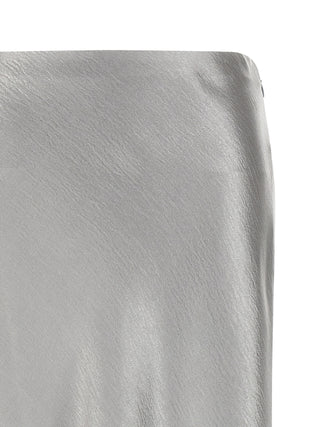 Gray Polyester Midi Skirt