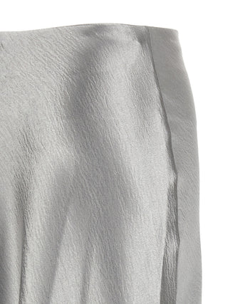 Gray Polyester Midi Skirt