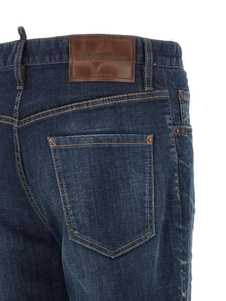 Blue Cotton Straight-Leg Jeans