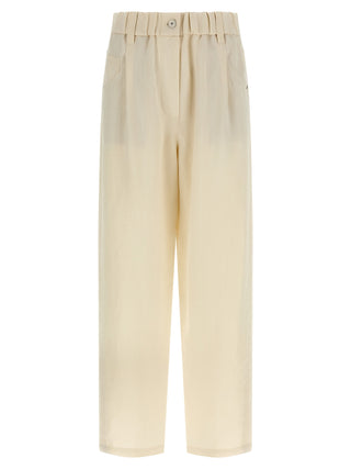 White Viscose Casual Pants