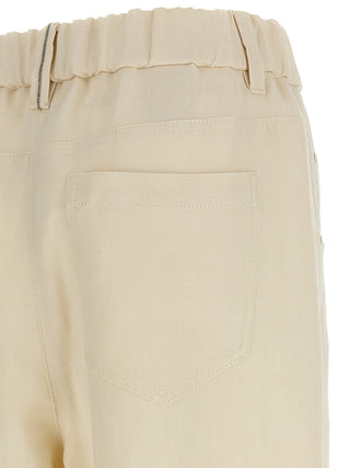 White Viscose Casual Pants
