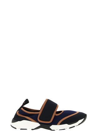 Blue Polyamide Low Top Sneakers
