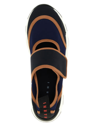 Blue Polyamide Low Top Sneakers