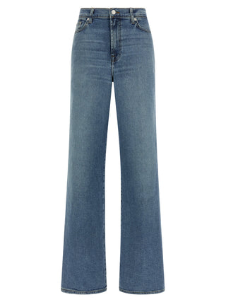 Blue Cotton Straight-Leg Jeans