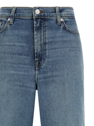 Blue Cotton Straight-Leg Jeans