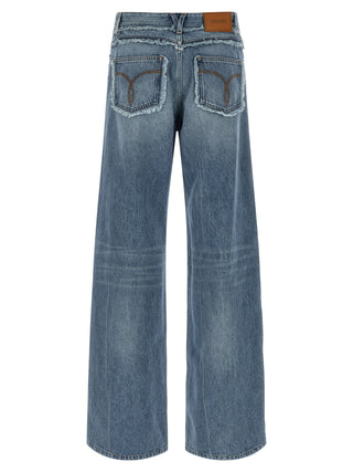 Blue Cotton Boyfriend Jeans