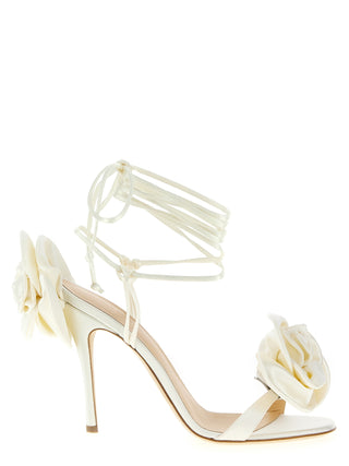 Sandalias de tacón stiletto blancas de viscosa