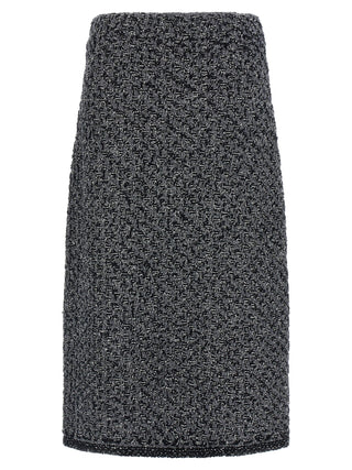 Falda midi azul de algodón