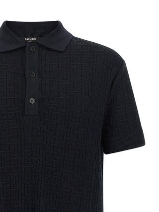Blue Wool Polo Shirt
