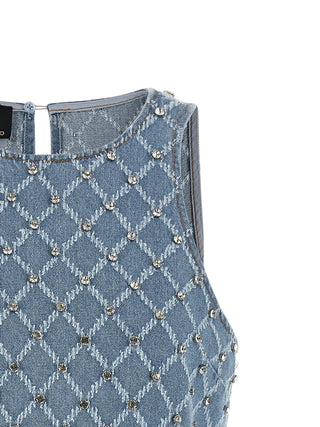 Blue Cotton Short Dress